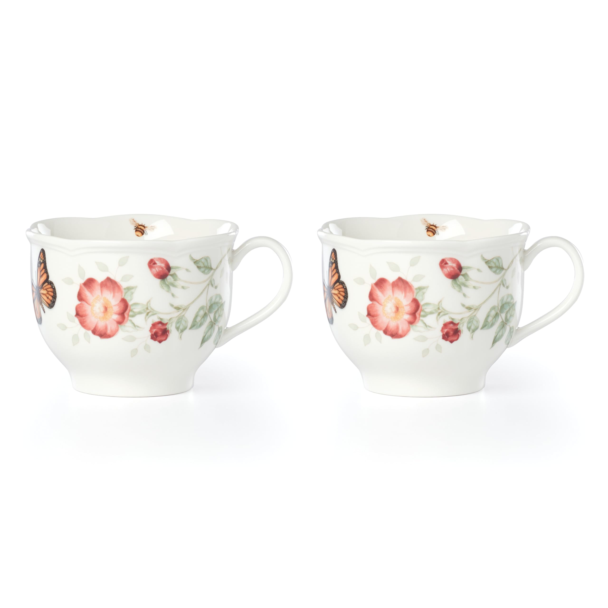 Lenox Butterfly Meadow Latte Porcelain Mug Set for 2, 18oz