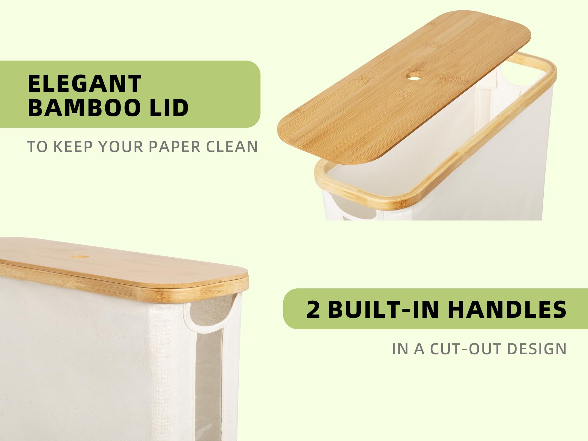 Storageworks Toilet Paper Storage Basket, Toilet Paper Container With Bamboo Lid, Large Toilet Paper Holder For Up To 9 Mega Rol