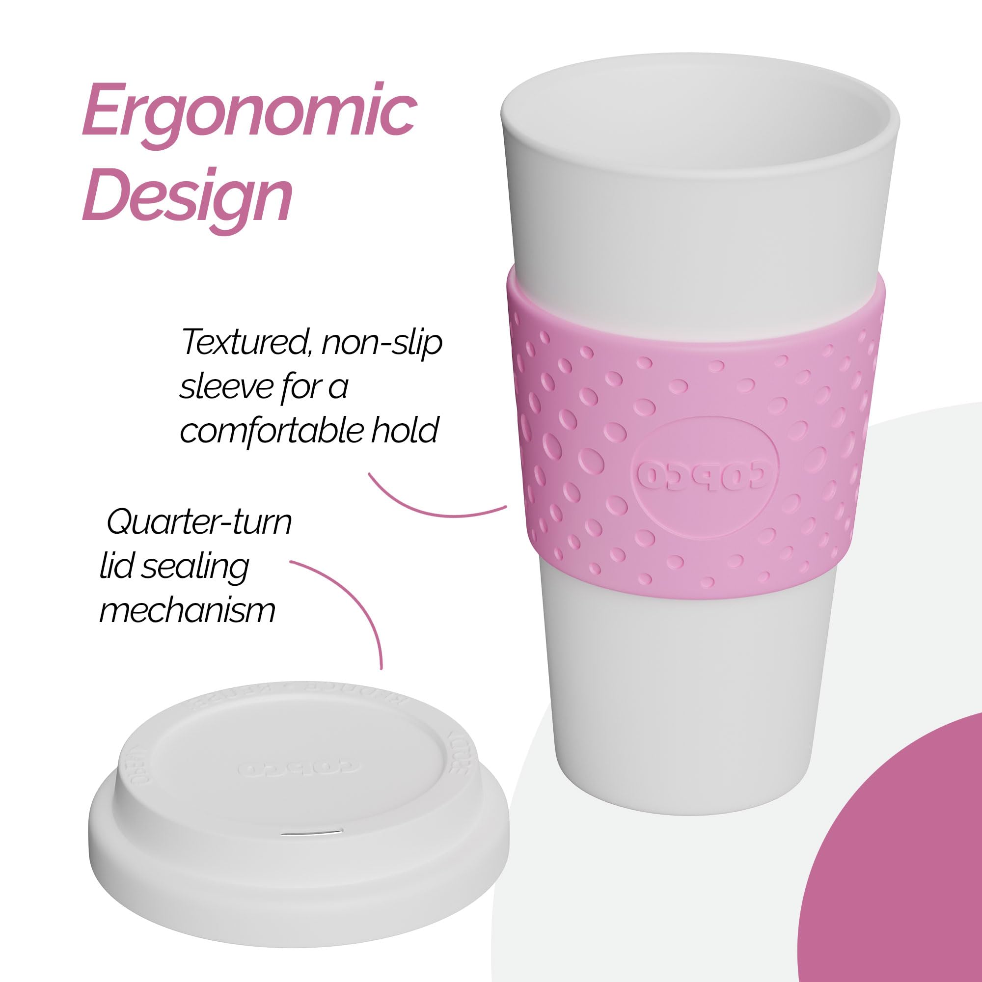 Copco Acadia 16 oz Insulated Travel Mug - BPA-Free Plastic, Leak-Proof Lid, Bubble Gum Color