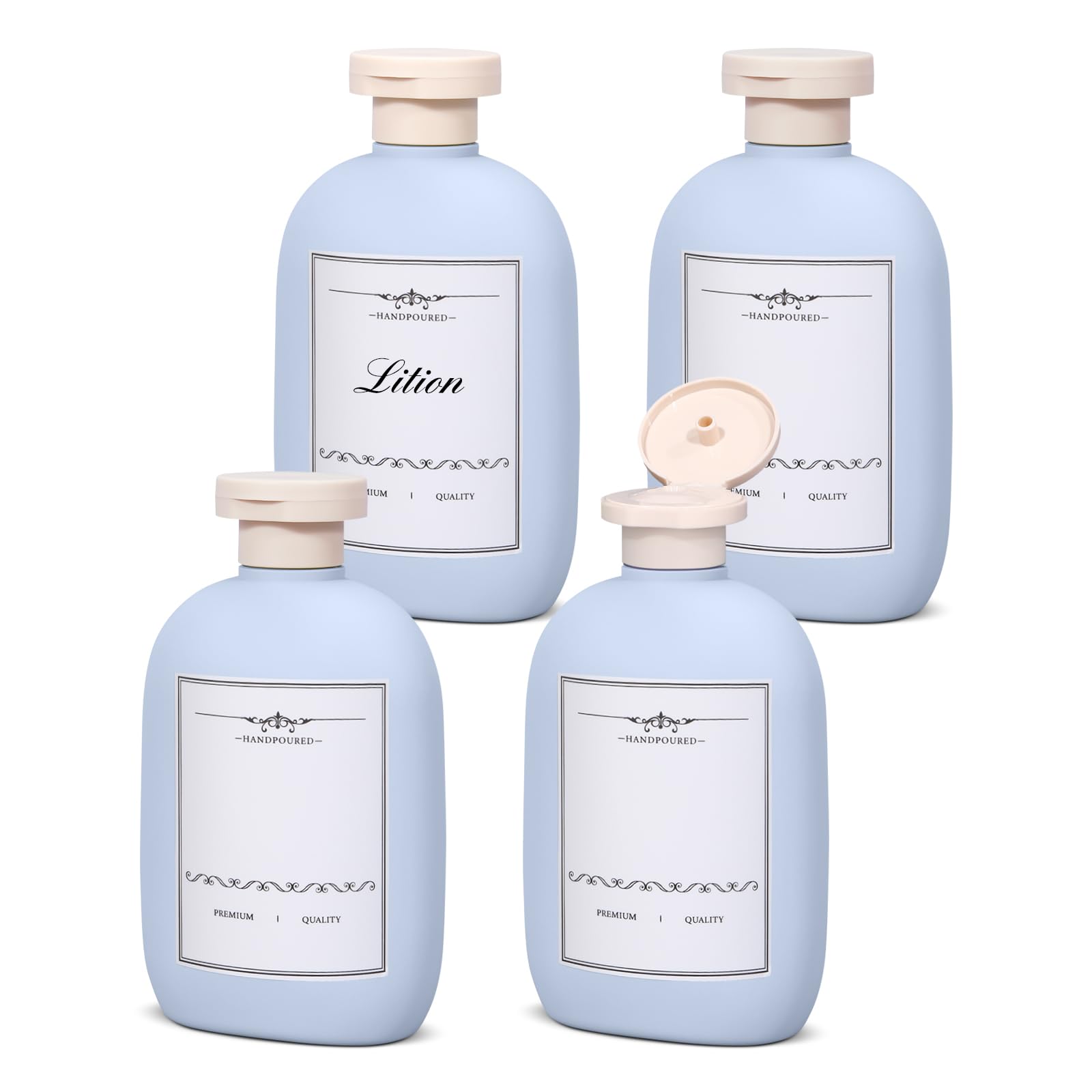 Umetass 8.8 Oz Plastic Travel Shampoo Bottles, Empty Plastic Squeeze Bottles With Flip Cap For Toiletries, Leakage-Proof Travel