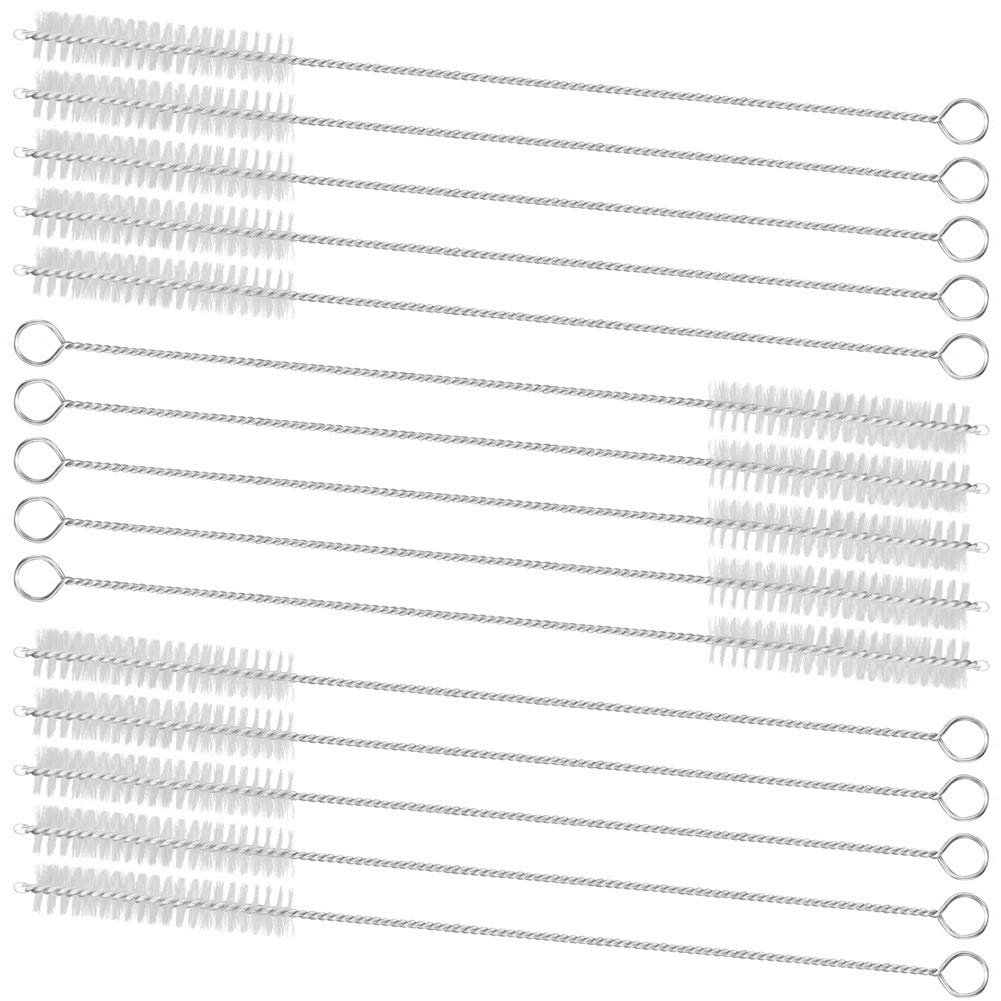 Gfdesign Drinking Straw Cleaning Brushes Set Pipe Tube Cleaner Nylon Bristles Stainless Steel Handle - 8'' X 3/8'' (10Mm) - Set