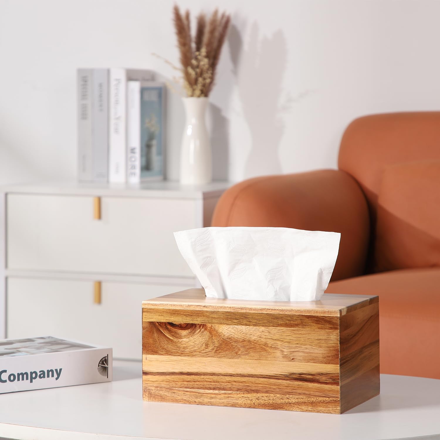 Catory Tissue Box Cover, Acacia Wood Tissue Box Cover Rectangle, Tissue Box Holder Rectangular Covers Your Tissues, Decorative T