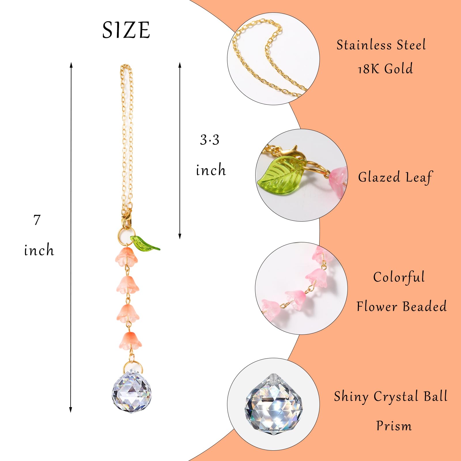 BYXVSBYS Sun Catcher Car Accessories Hanging Glass Lily of The Valley Rear View Mirror Accessories Cute Car Mirror Decor for Wom