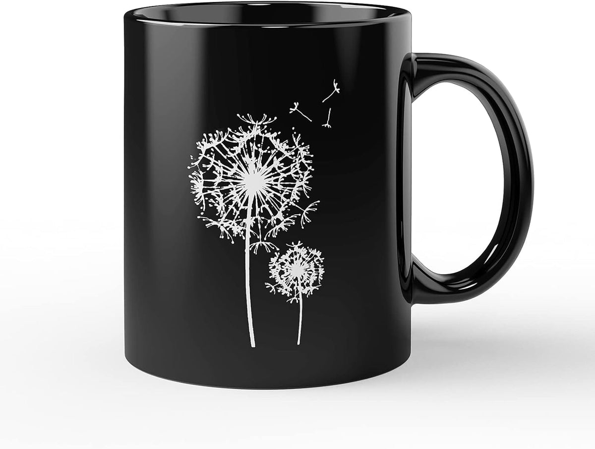 CAIRIAC Coffee Mug Porcelain Mugs Latte Mugs, 11 oz Ceramic Dandelion Cup Coffee Mugs with Handle, Birthday Gift for Lovers, Fri