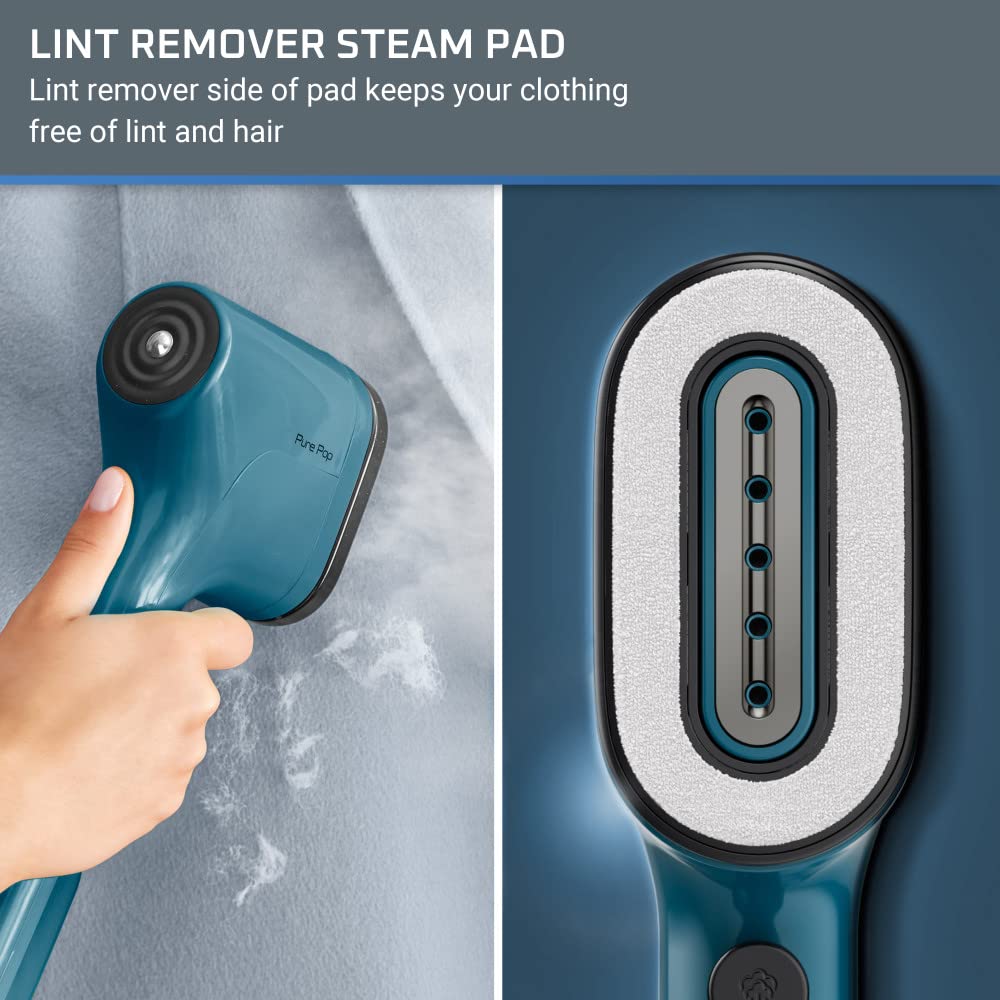 Rowenta, Steamer For Clothes, Purepop Handheld Steamer, 1.5 Lbs, 15 Second Heatup, 2.3 Oz Capacity, 1150 Watts, Ironing, Blue Cl