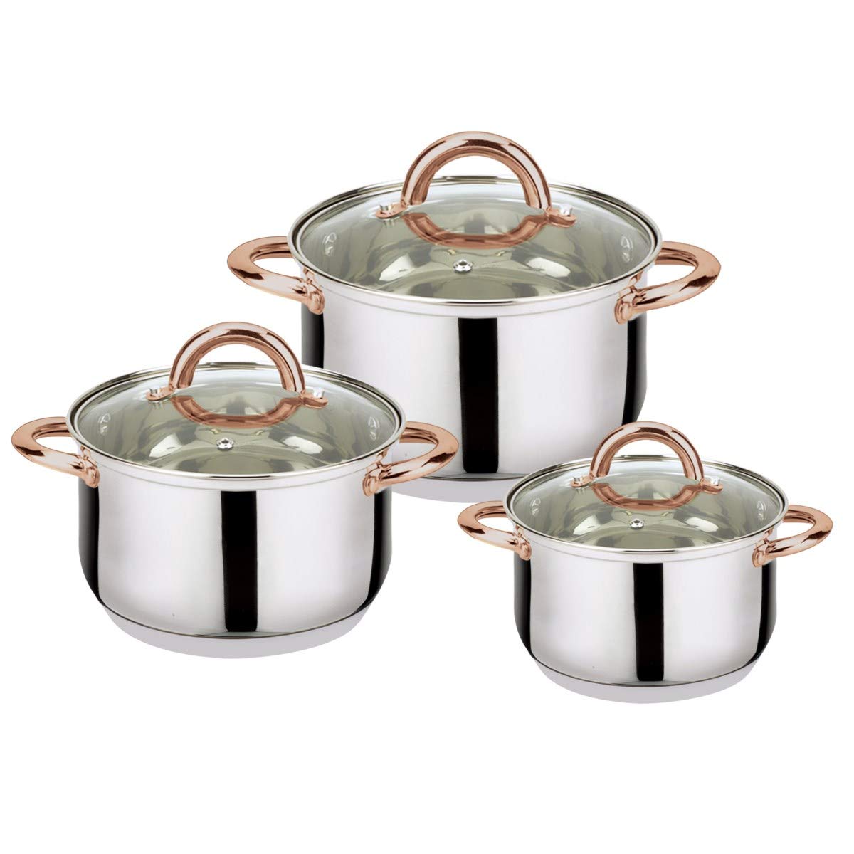 American Dream 6-Piece Stainless Steel Casserole Set Pots and Lids