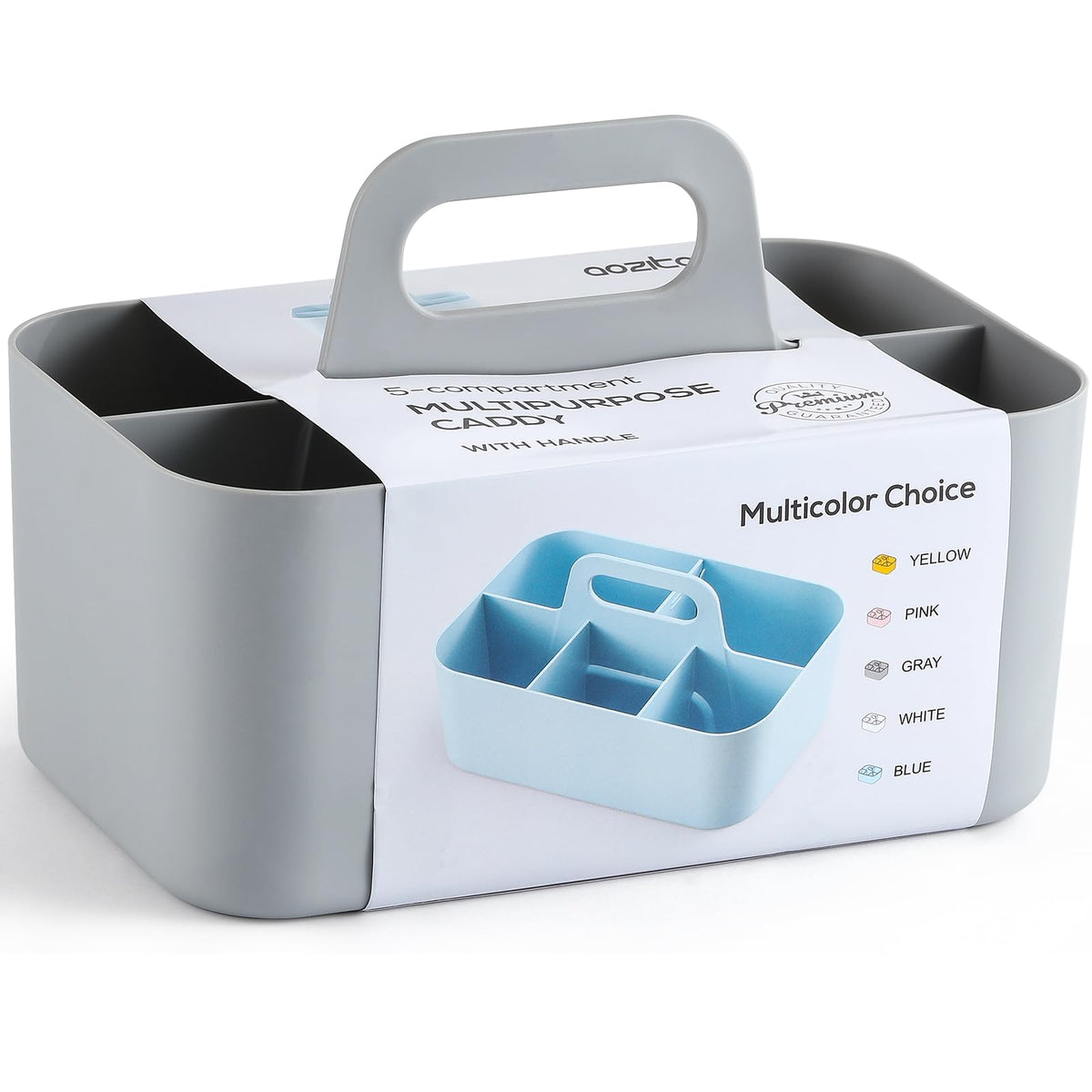 Multiuse Caddy Organizer With Handle - Stackable Plastic Bin Basket - Divided Storage Tote Holder For Art Craft Supplies, Makeup