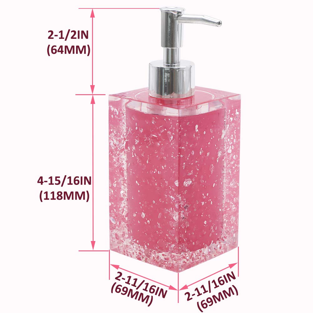 Resin Lotion Soap Dispenser Pump For Kitchen Or Bathroom Countertops, Pink
