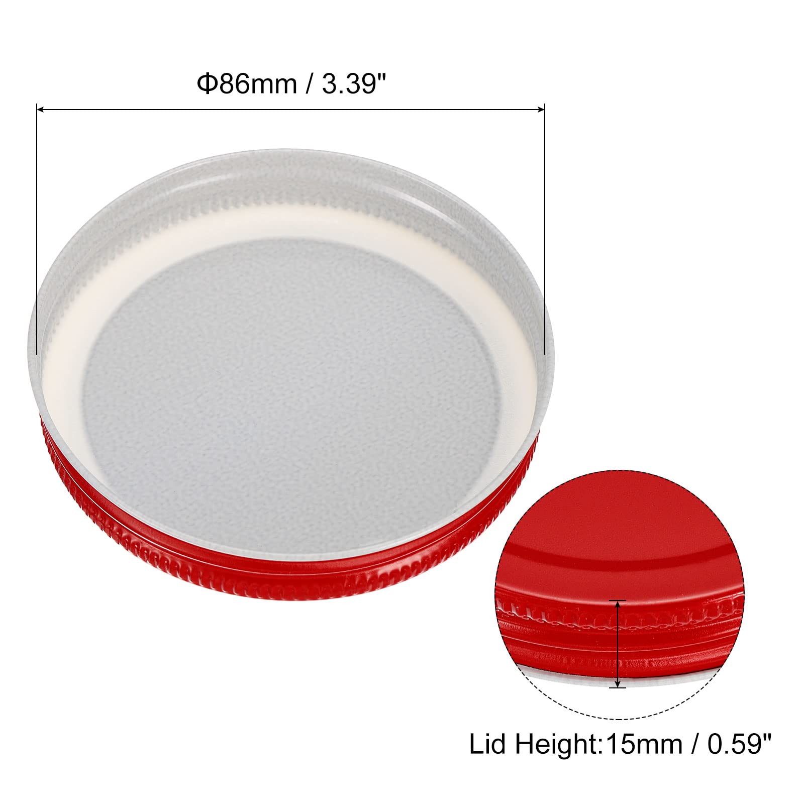 Uxcell Mason Jar Lids, 86Mm/3.39'' Wide Mouth Tin Plate Caps Leak Proof For Canning Jars Kitchen Storage, (Red 6Pcs)