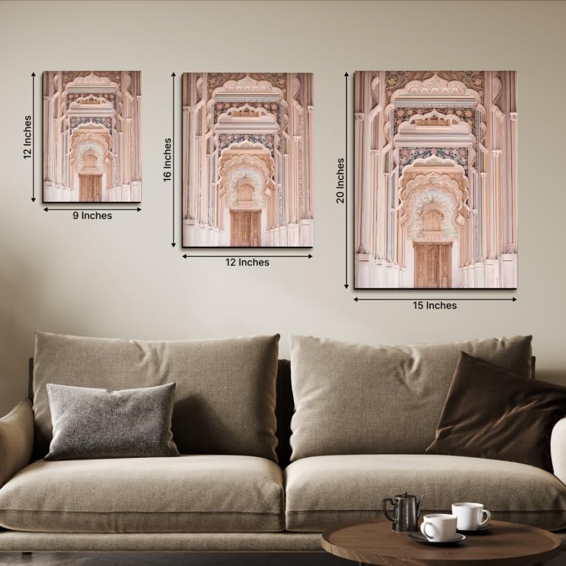 Chalk My Theme Jaipur City Wood Print Wall Art Set Of 3 Home Decor, Living Room, Bedroom, Cafe, Room Painting For Wall Decoratio