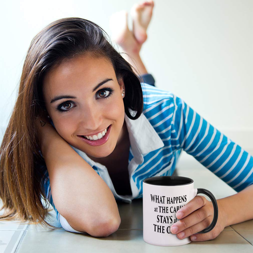 Maroon What Happens At The Cabin Stays At The Cabin 2 Ceramic Cup Colored Mug - Maroon