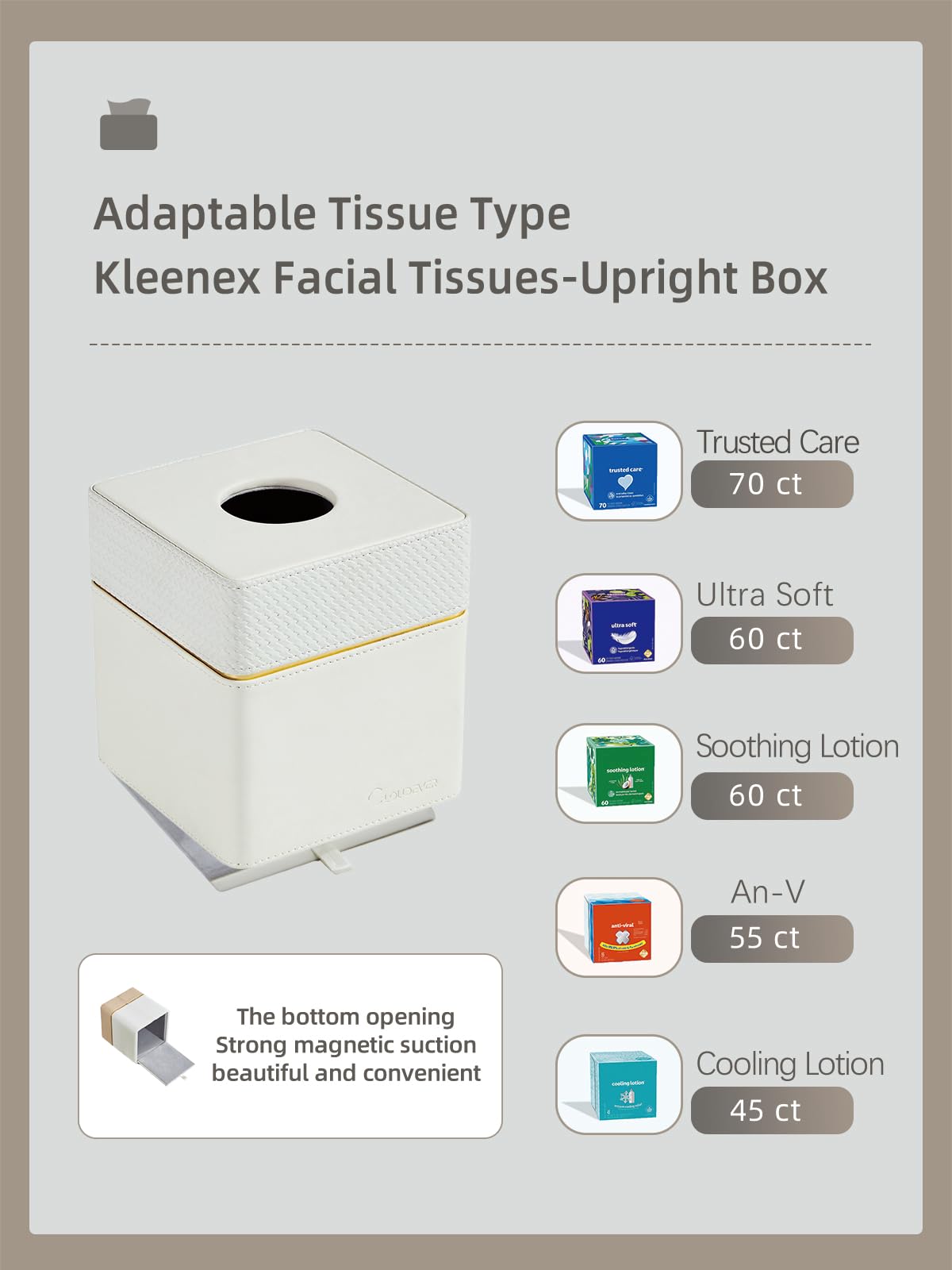 Cloudever Tissue Box Holder Cover Square, Modern Pu Leather Decorative Tissue Cube Holder Organizer-Woven White