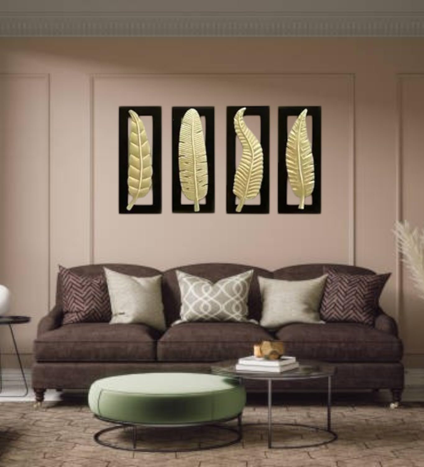 vedas Gold Metal & MDF Vantara Leaf Wall Decor Hanging & Mounted Sculpture Home Decoration Perfect for Living Room/Hotel/Restaur