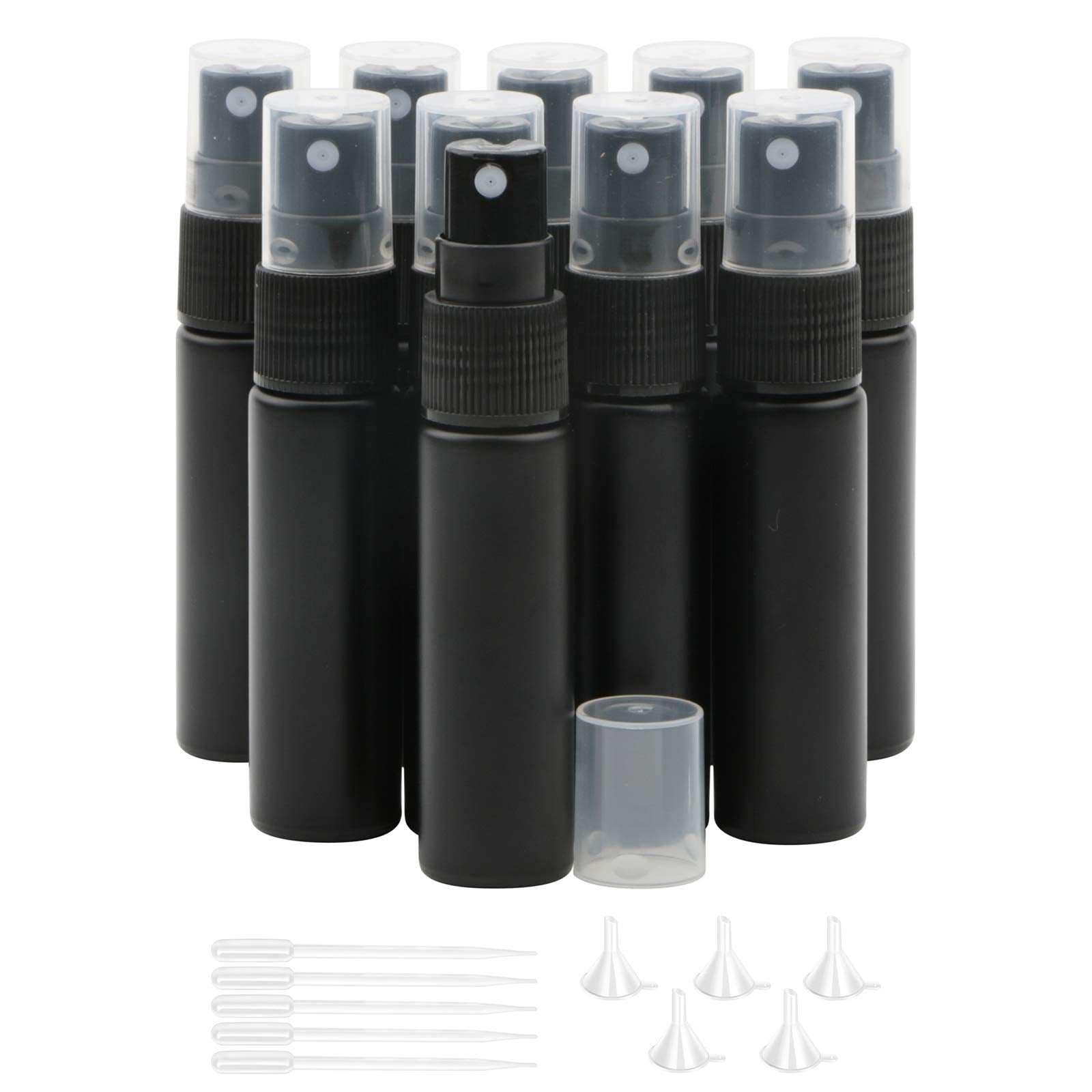 Newzoll 10Pcs 10mL Black Glass Spray Bottles Mini Sprayer Bottles Empty