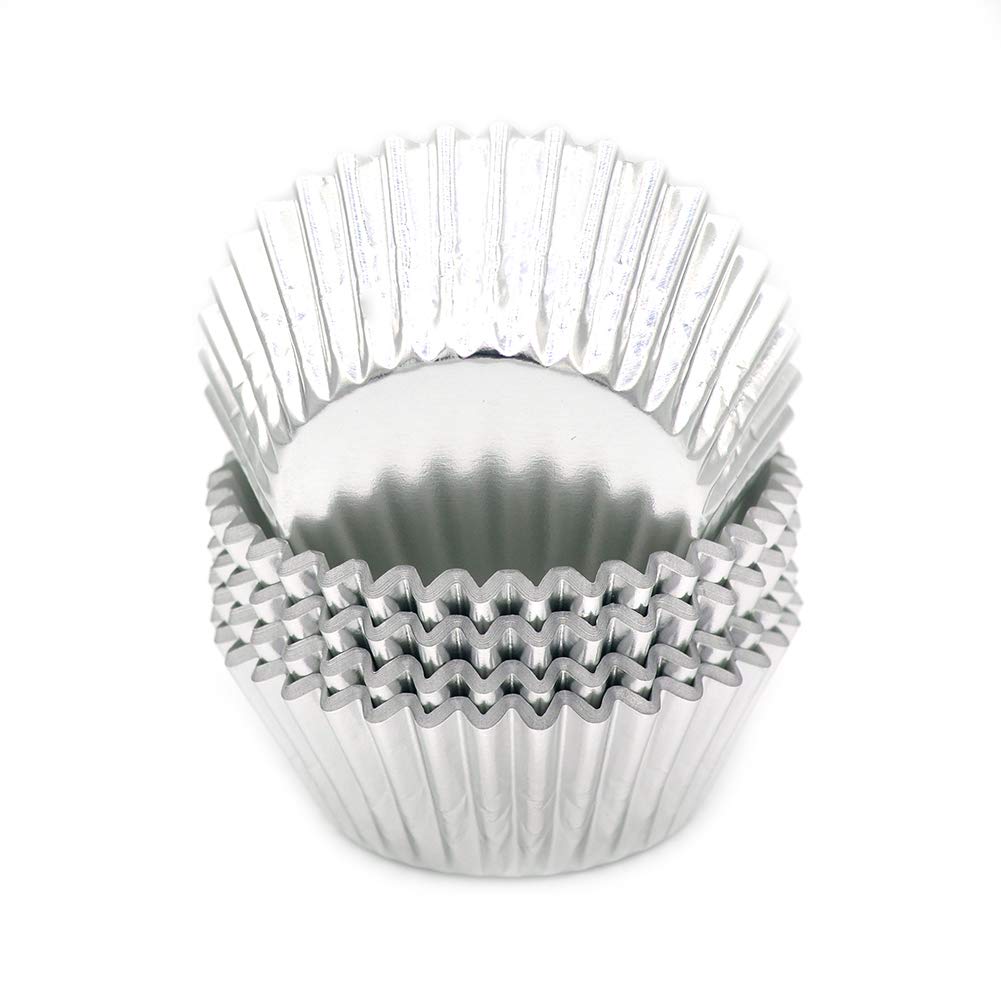Mombake Standard Silver Foil Cupcake Liners Muffin Baking Cups For Party And More, 100-Count