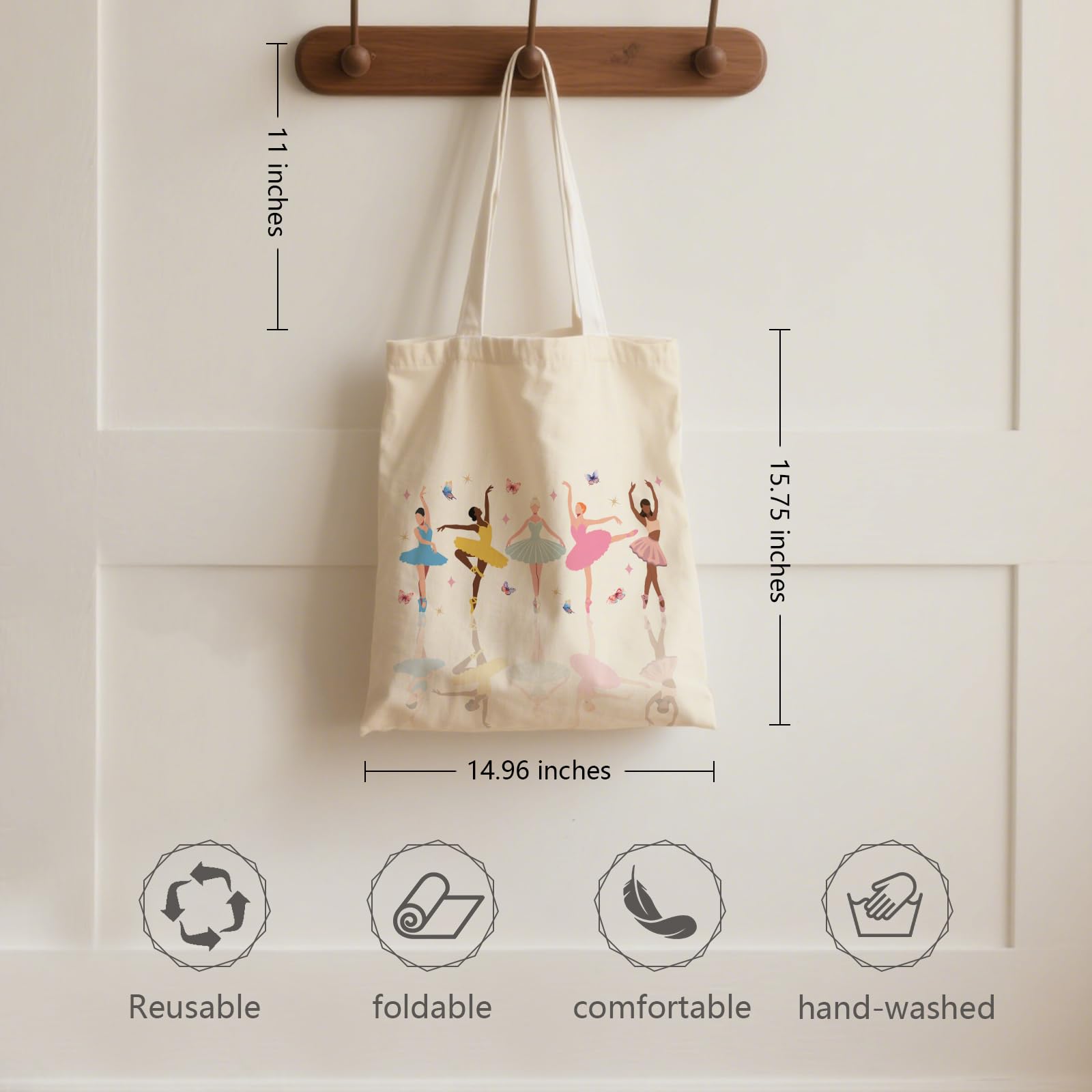 Just a Girl Who Loves Dogs Tote Bag - Cute Cartoon Dog Print Canvas Tote for Women | Adorable Puppy Pattern with Funny Saying, M