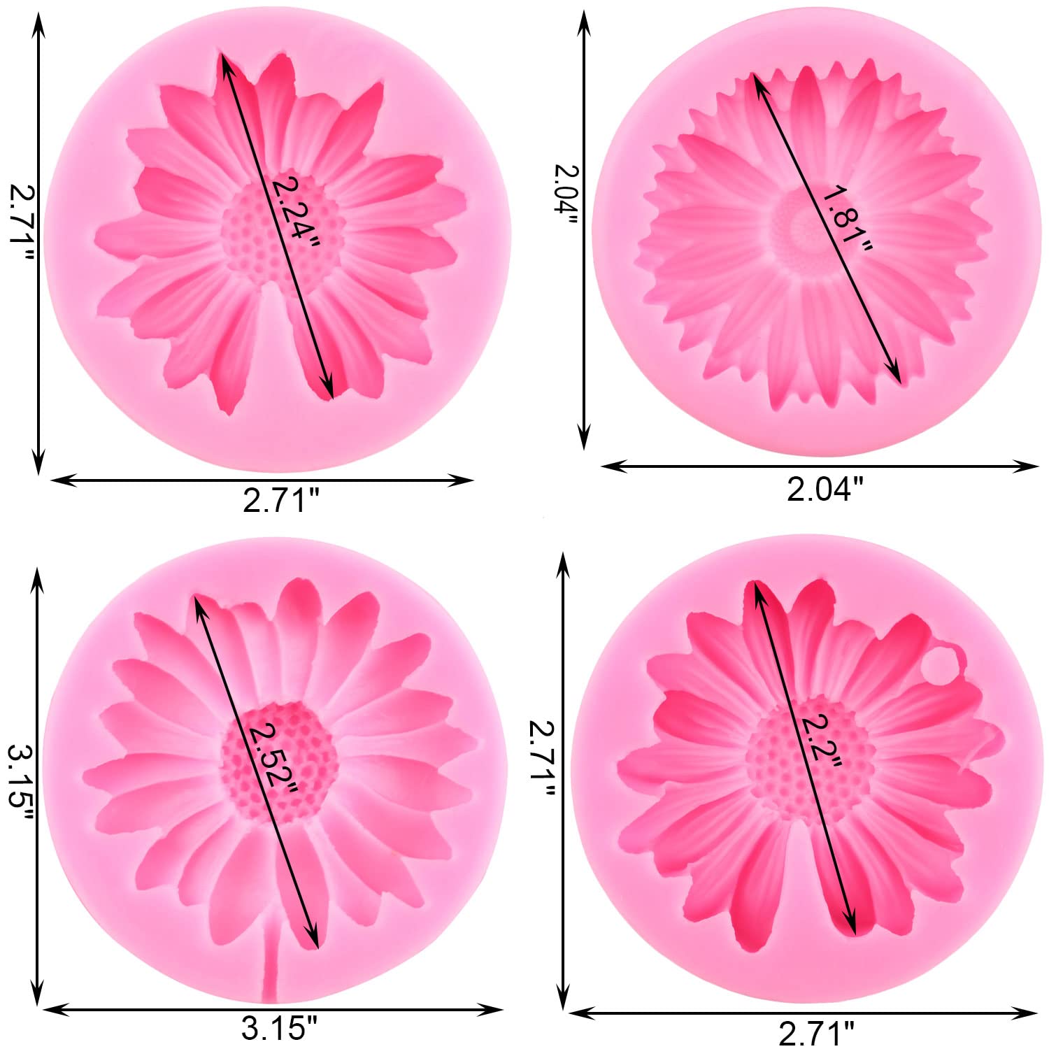 Mujiang Chrysanthemum Flower Silicone Molds Sunflower Fondant Mold Flower Lollipop Candy Mold For Cake Decoration Cupcake Topper