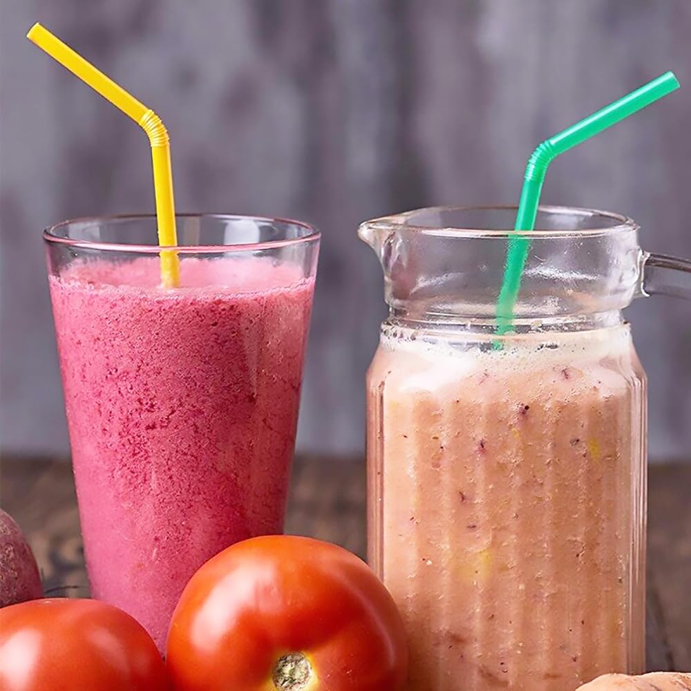 Foreverie Flexible Drinking Straws Bendable, 500 Pcs Value Pack, Caliber 5 Mm Length 21 Cm (8.27 Inches), Plastic, Assorted Pure