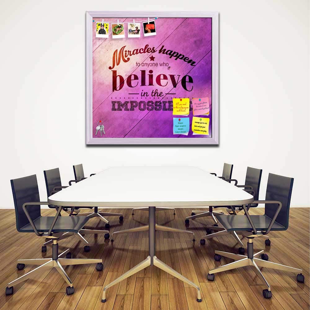 ArtzFolio Typographic Art D3 | Bulletin Board Notice Pin Board | Vision Soft Board Combo with Thumb Push Pins & Sticky Notes | W