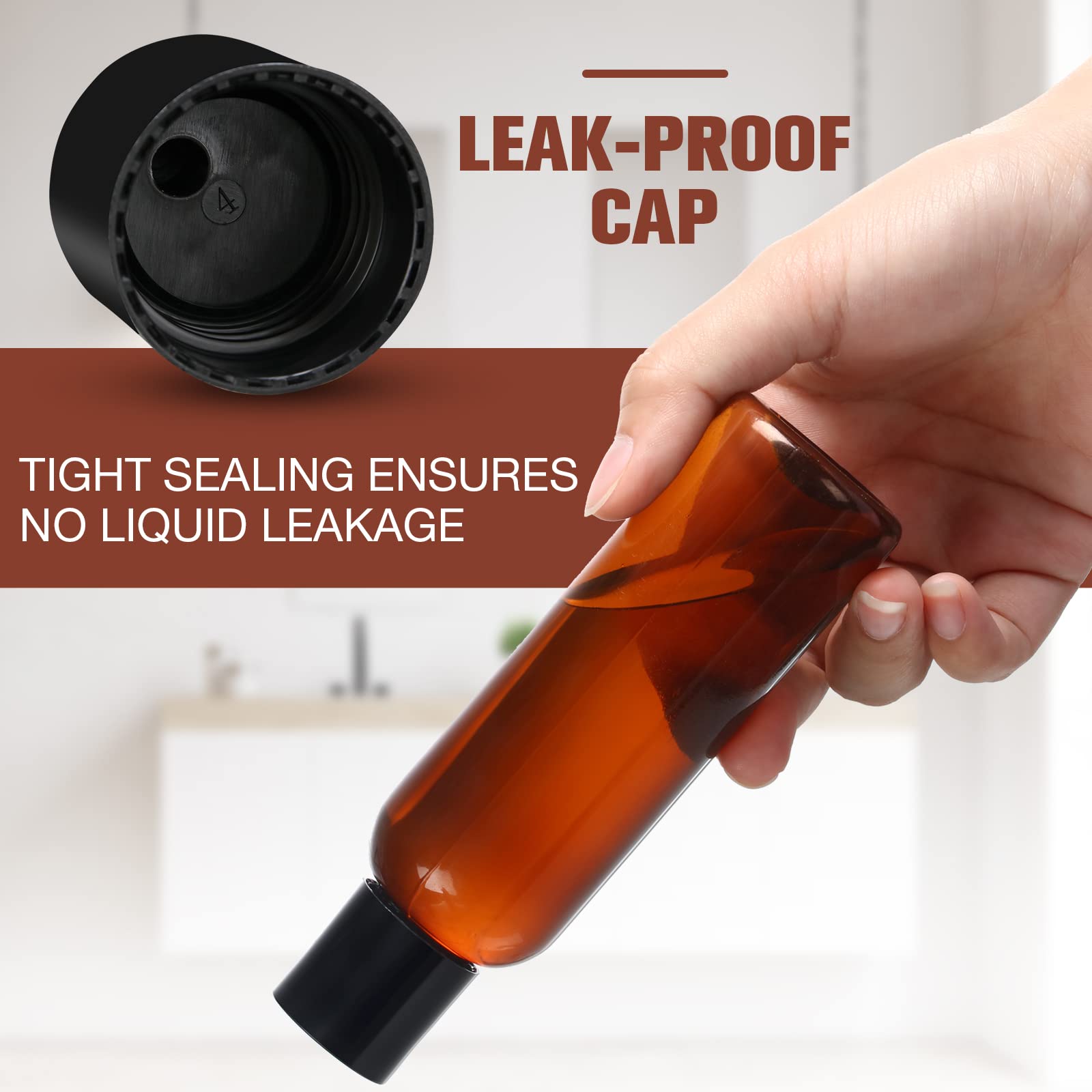 50 Pieces 4Oz Plastic Squeeze Bottles With Disc Top Flip Cap Empty Amber Refillable Containers Small Travel Toiletry Bottles For