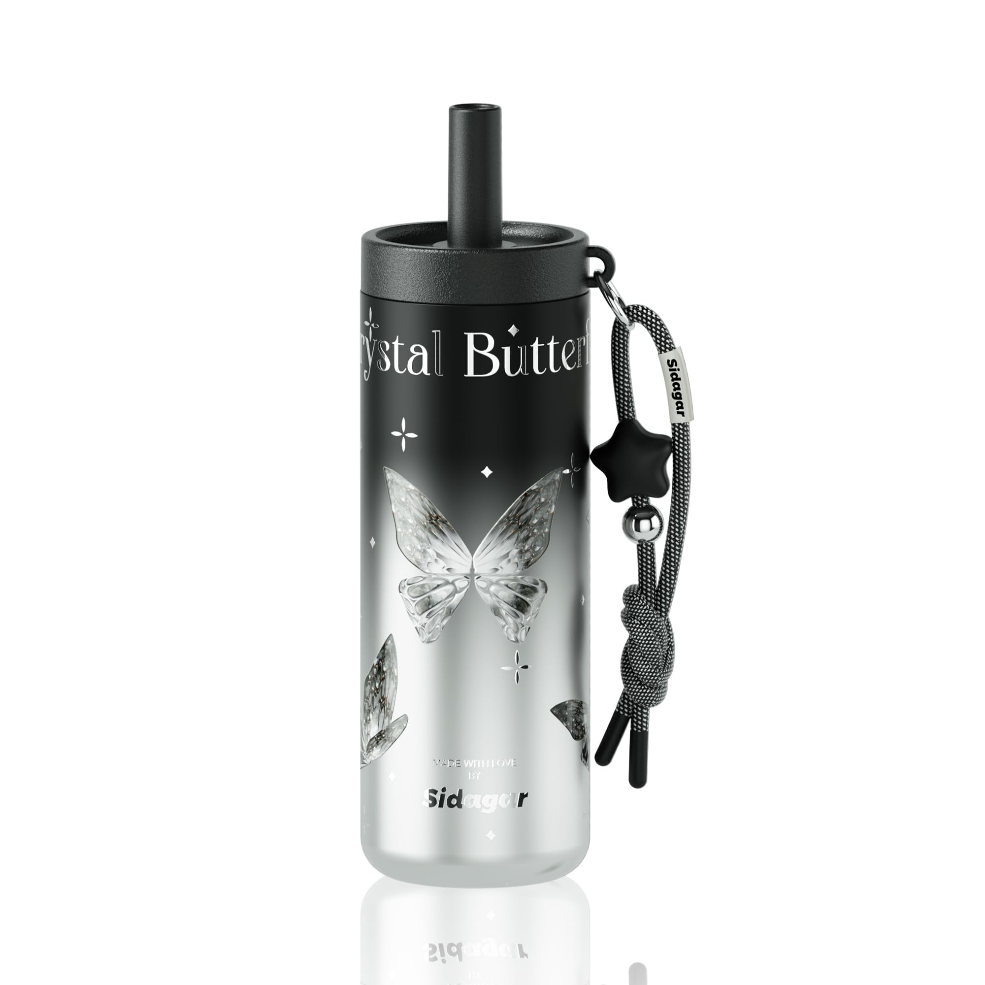Sidagar 24 oz Insulated Tumbler Drinks Flask for Women, Stainless Steel Leak Proof Water Bottle Fits in Cup Holder Resuable Trav