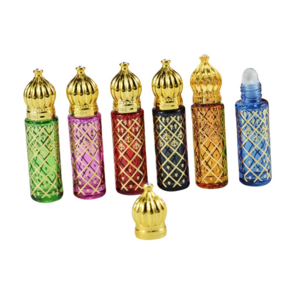 predolo 6Pcs Essential Oil Roller Bottles Refillable Portable Mini Decorative Pocket Size Empty Perfume Bottle for Birthday Vaca