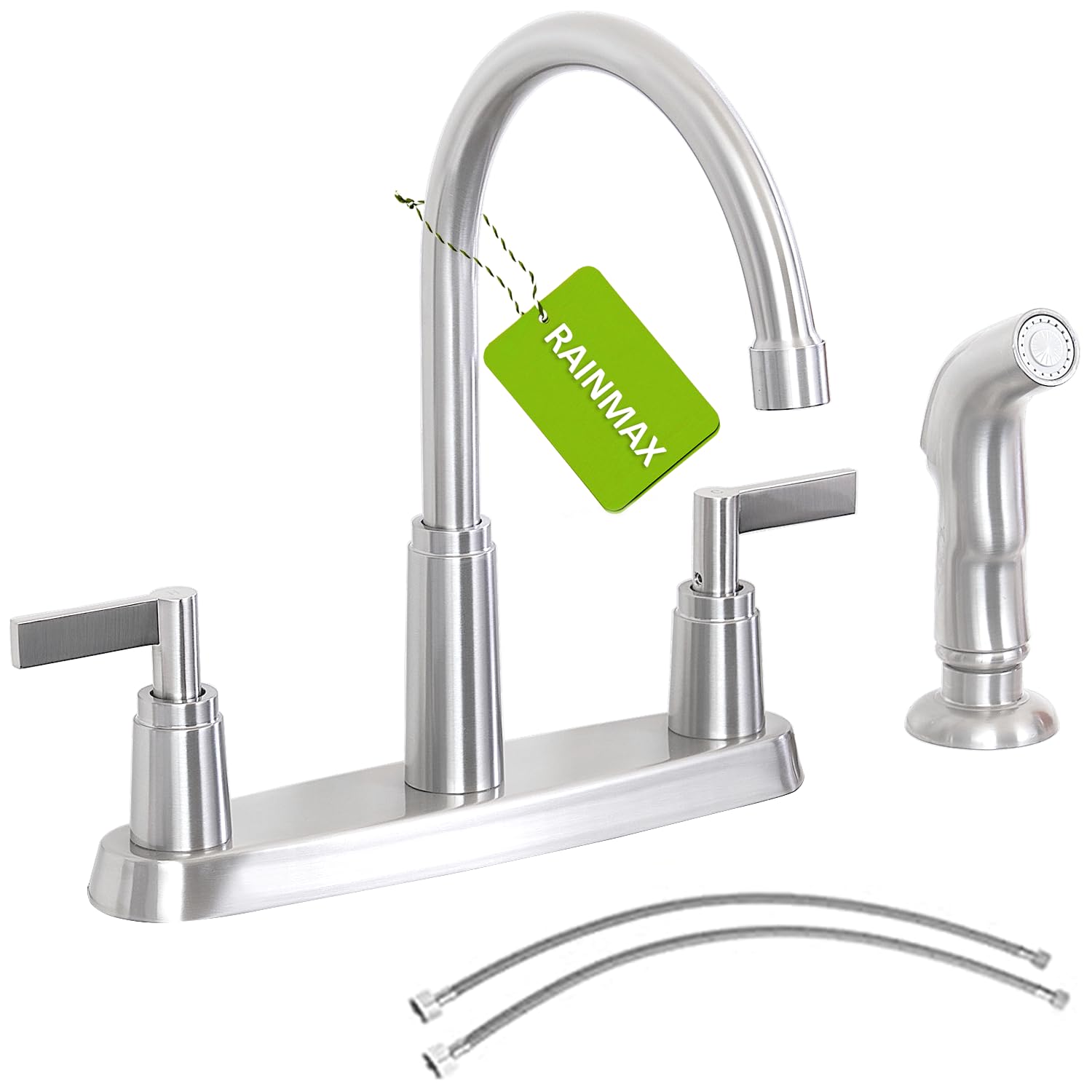 Kitchen Faucet With Sprayer, Brushed Nickel Stainless Steel Kitchen Sink Faucet With Side Sprayer, 3 Hole Or 4 Hole Faucet For K