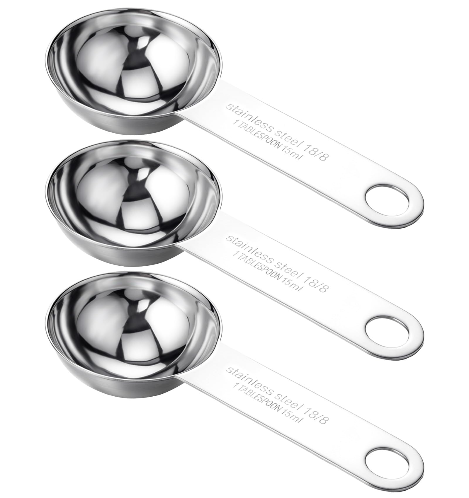 1 Tablespoon Scoop, 3 PCS Stainless Steel (Silver, 4.251.73 Inch)