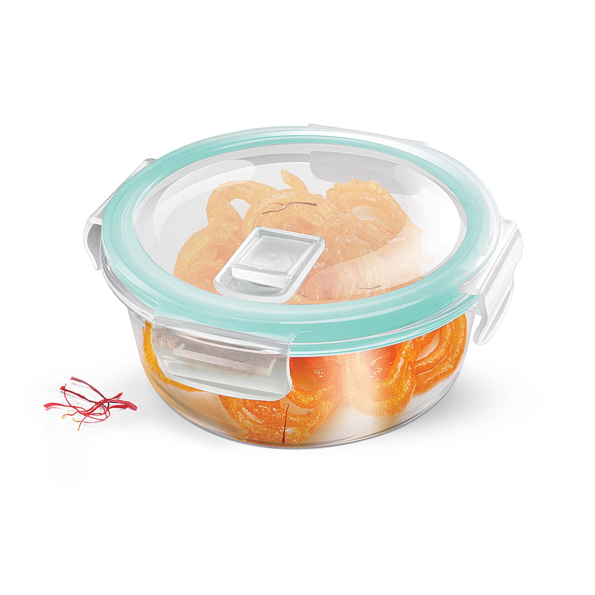 Treo Glass By Milton Hi Borosilicate Clip Fresh Round Container, 400 Ml, 1 Piece, Transparent