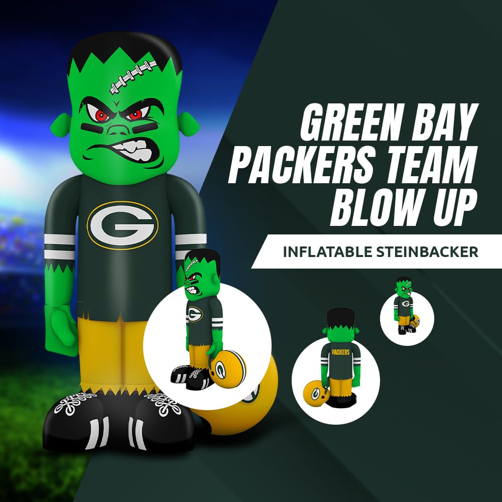 Sporticulture NFL Green Bay Packers 7 8 Blow Up Inflatable Steinbacker with LED Lights & Built-in Blower - Balloon Merchandise D