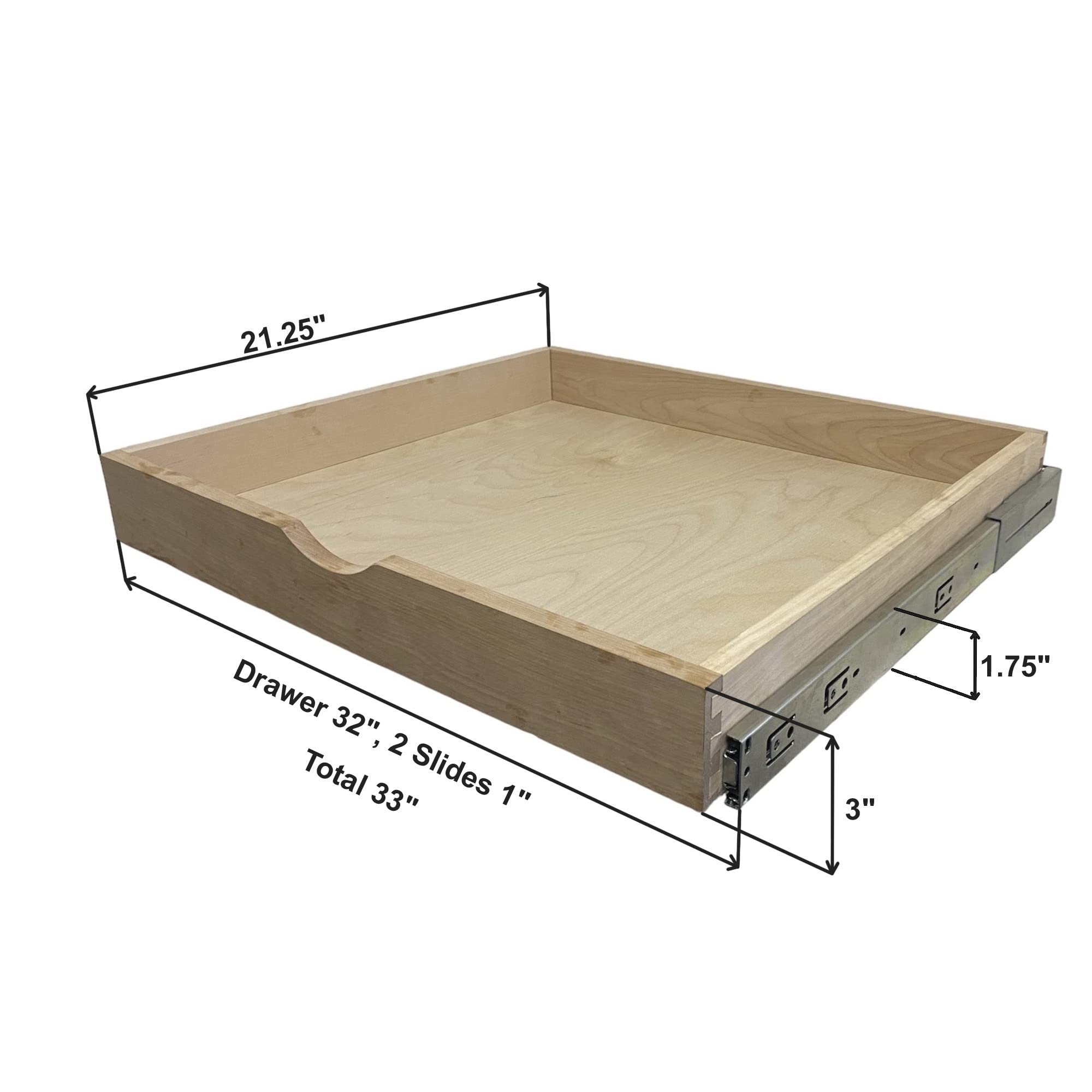 Couver Cabinetrta Soft-Close Diy Slide Out Cabinet Shelf Pull-Out Wood Drawer Storage (W)33 X (D)21