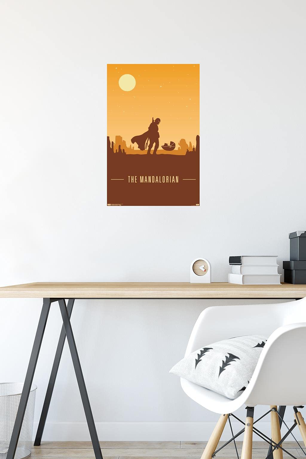 Trends International Star Wars: The Mandalorian - Mando And The Child At Dusk Wall Poster, 14.725'' X 22.375'', Premium Unframed