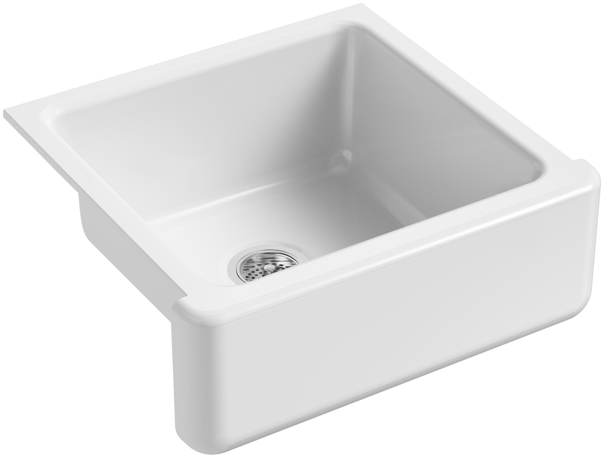 KOHLER K-5665-0 Whitehaven Farmhouse Self-Trimming Undermount Single-Bowl Kitchen Sink with Tall Apron, 23-11/16 x 21-9/16 x 9-5