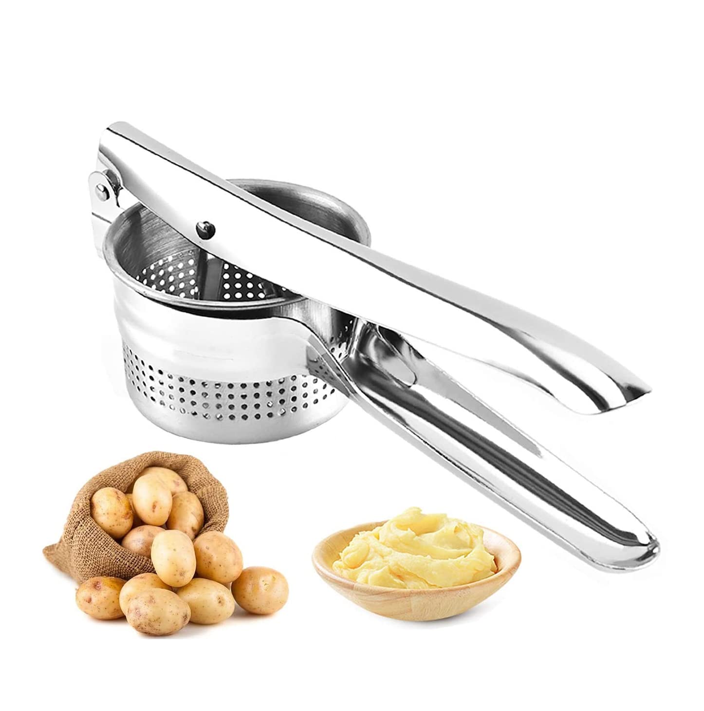 Newline Ny Stainless Steel Potato Presser Masher Ricer, Commercial Grade Tool To Press Mash Fruit Or Food