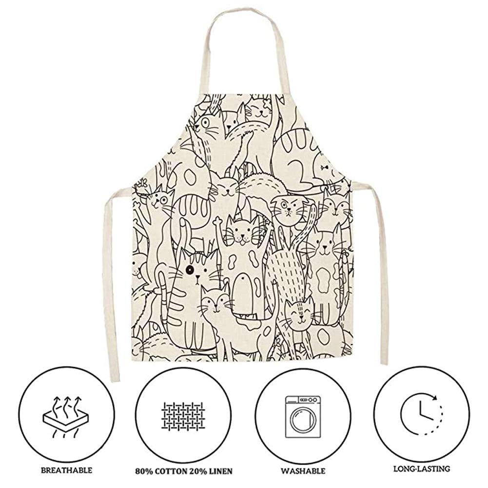 Bocttcbo Cat Apron Cute Cooking Apron For Women Men Chef Funny Aprons Kitchen Baking Painting Gardening And Party