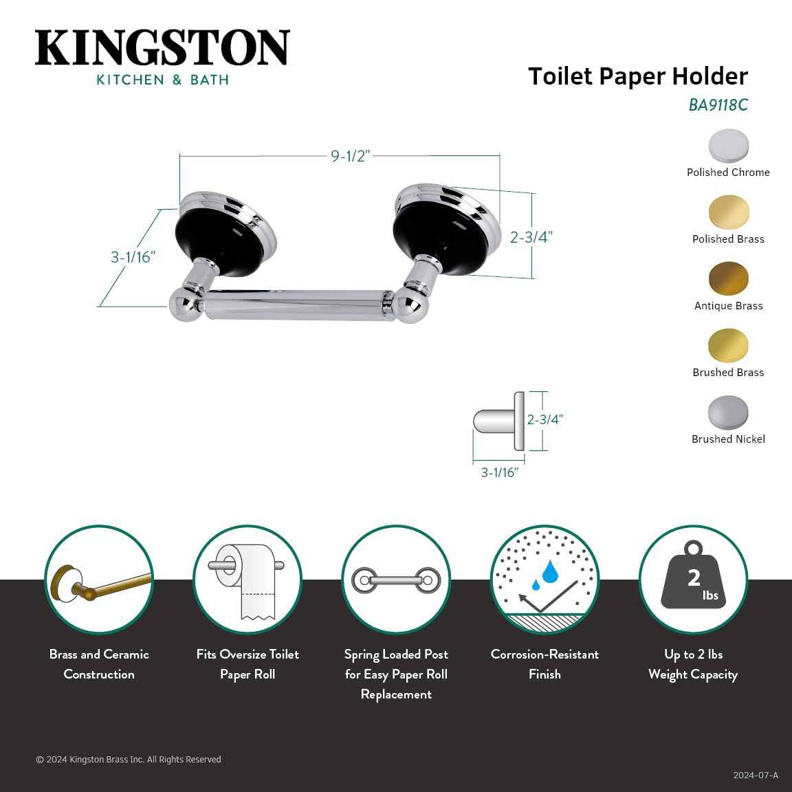 Kingston Brass BA9118BB Water Onyx Toilet Paper Holder  Brushed Brass