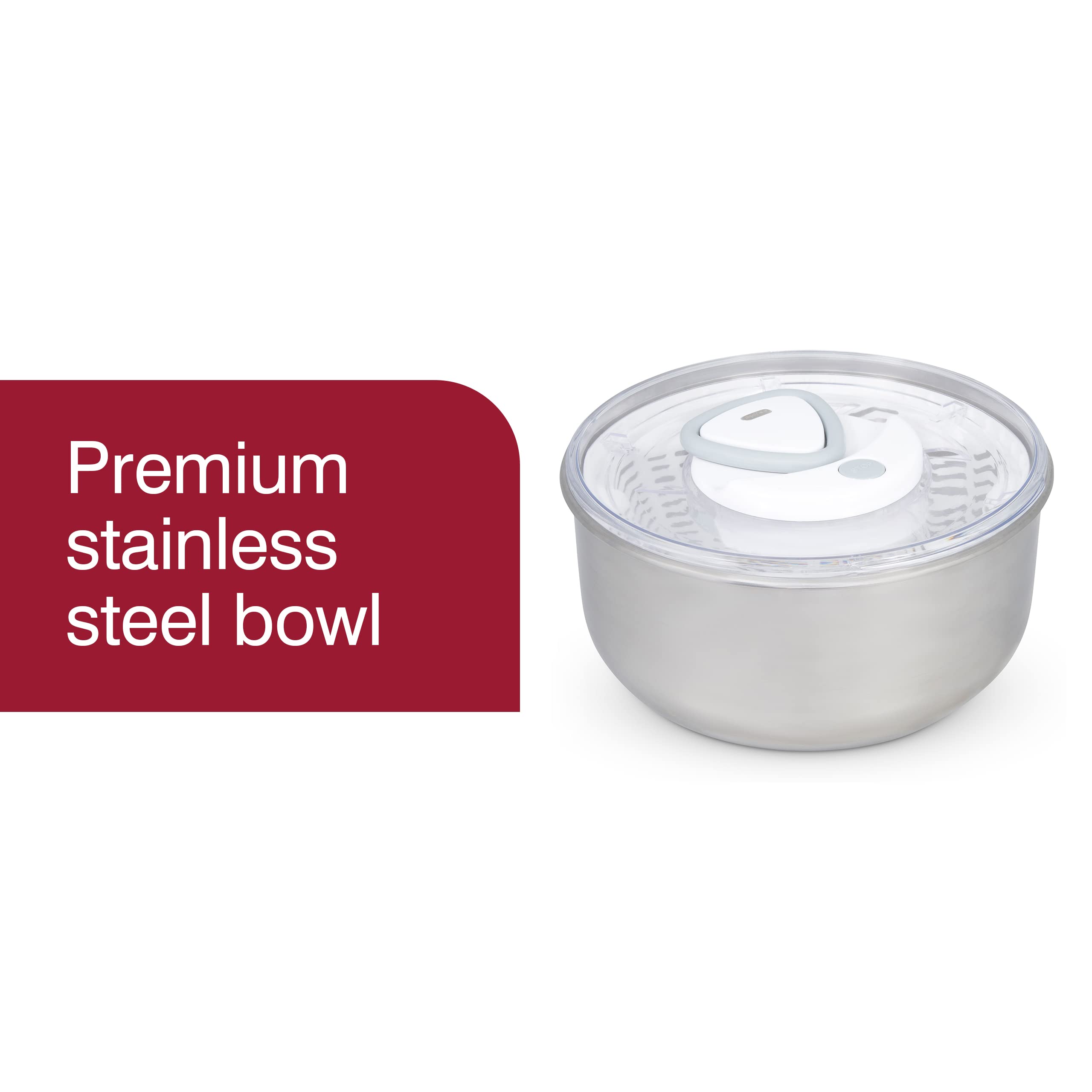 Zyliss Easy Spin 2 AquaVent Large Salad Spinner - Salad Spinner with Pull cord - Manual Vegetable and Fruit Dryer - Vegetable Spinner with Brake - Stainless Steel - Salad Bowl for 4 to 6 Servings