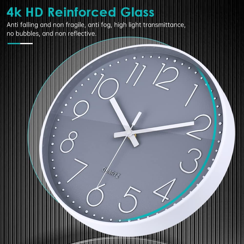 jomparis Small Wall Clock 8 Inch Gray Wall Clocks Silent Non-Ticking for Bedroom Bathroom Kitchen