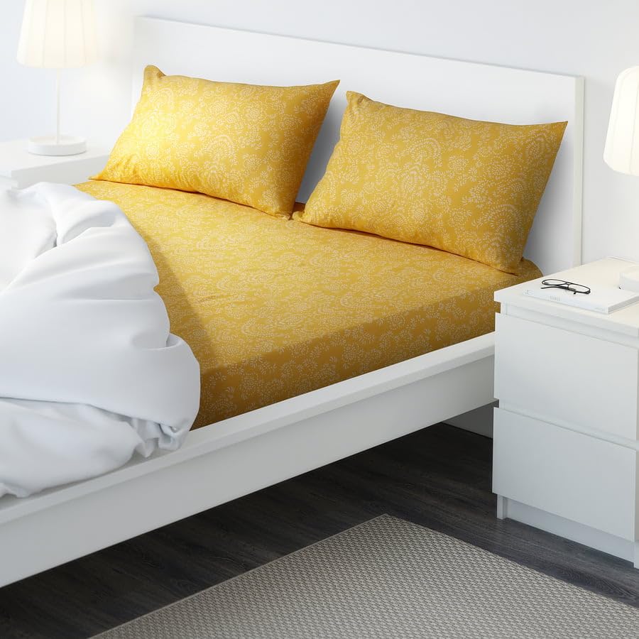 Establisher kertistel Flat Sheet Set  Yellow Bed Sheet With 2 Pillowcases, 240X260 Cm Sheet & 50X80 Cm Pillow Covers (94X102/20