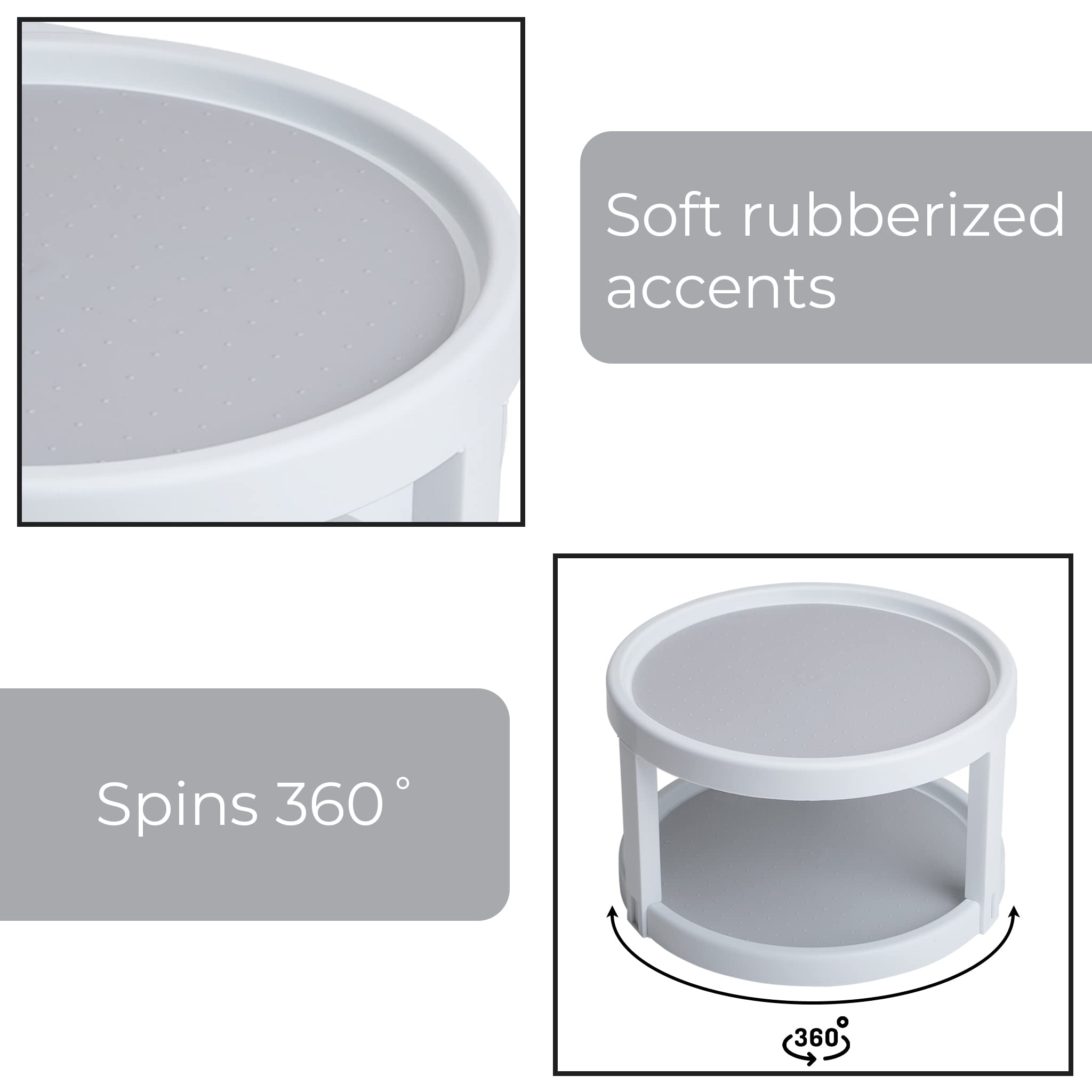 Smart Design 2-Tier Lazy Susan Turntable - 10 Inch - Non-Slip Lining and Feet - BPA Free - Cupboard, Fridge, Jars, Spices, Cabin