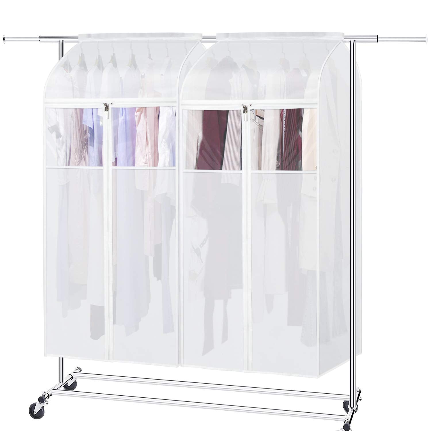 Zilink Hanging Garment Bags For Storage 54 Inch 2Pack Large Garment Rack Cover Suit Bags Organizer Hanging Clothes Cover For Sui
