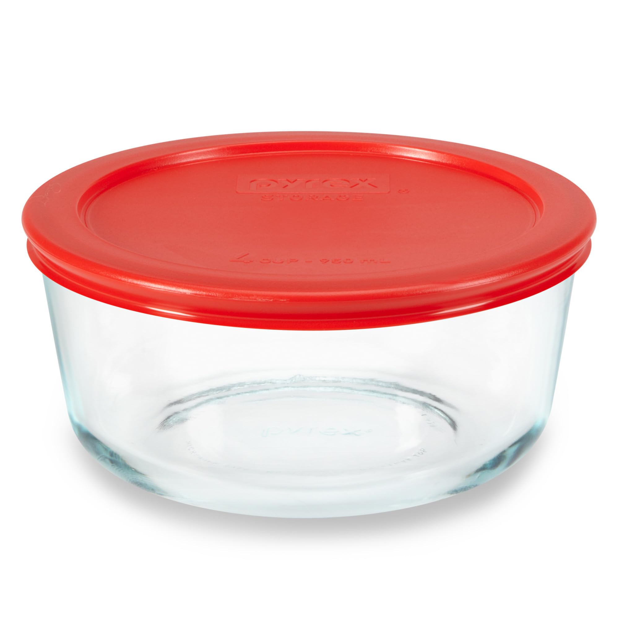 Pyrex Simply Store Glass Food Storage Container, Snug Fit Non-Toxic Plastic BPA-Free Lids, Freezer Dishwasher Microwave Safe, 4 