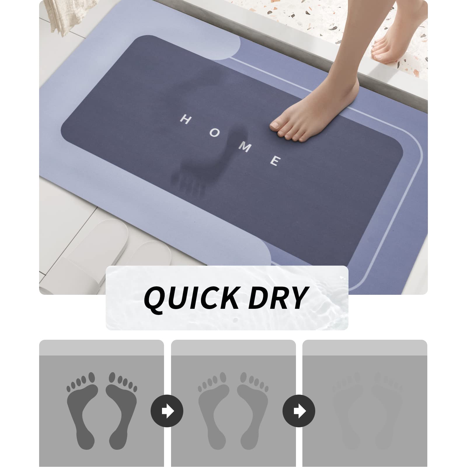 Housego Absorbent Bath Mat Magic Rug, Quick Drying Mat Magic Bath Mat Non-Slip Floor Rug Rubber Backed For Bathroom Kitchen Show