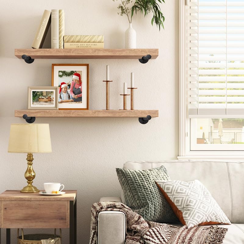 Home Expert 6 Inch Black Industrial Pipe Floating Clothing Rack Wall Mounted, Heavy Duty Garment Rack For Hanging Clothes, Multi