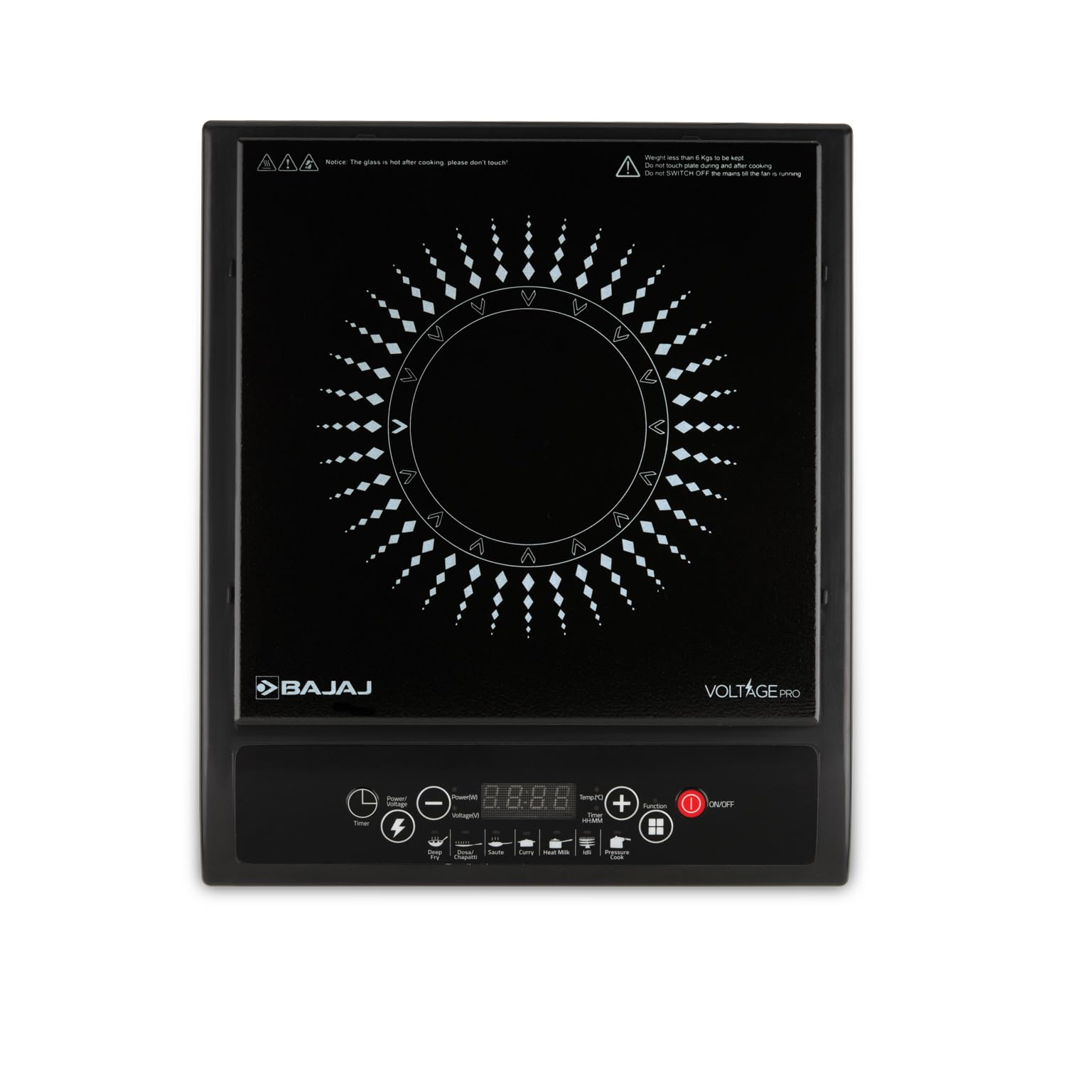 Bajaj Splendid 120Ts 1200 Watts Tempered Glass Induction Cooktop With Tact Switch | Stove Comes With 7 Pre-Set Menus | Digital L