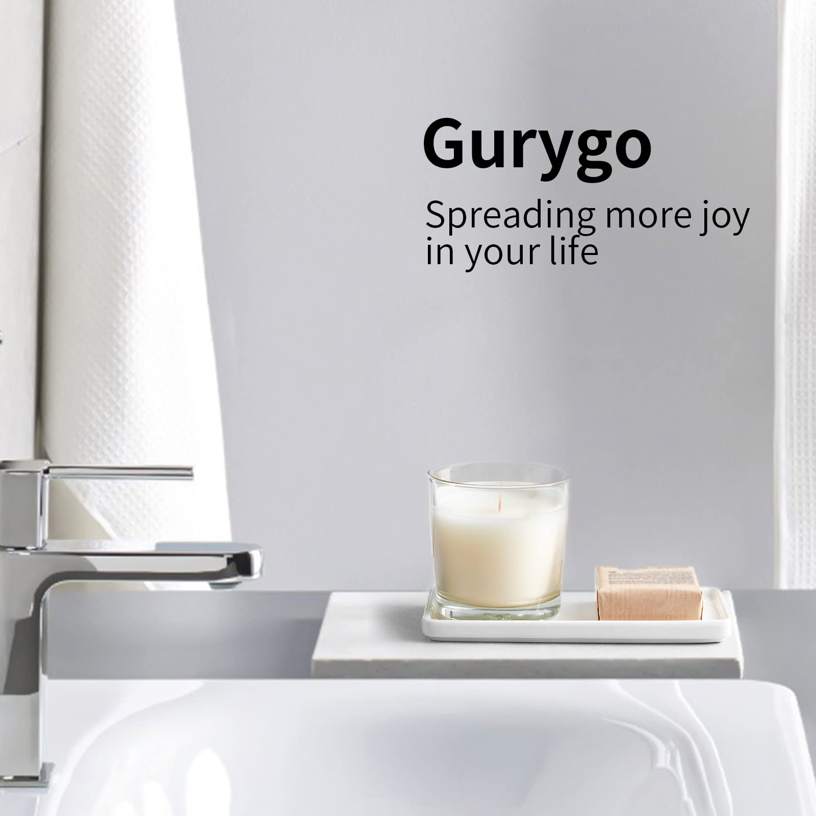 Gurygo 8 Bathroom Tray For Counter, Ceramic Vanity Tray For Bathroom, Small Rectangle Ceramic Tray, Kitchen Soap Tray, Ceramic T
