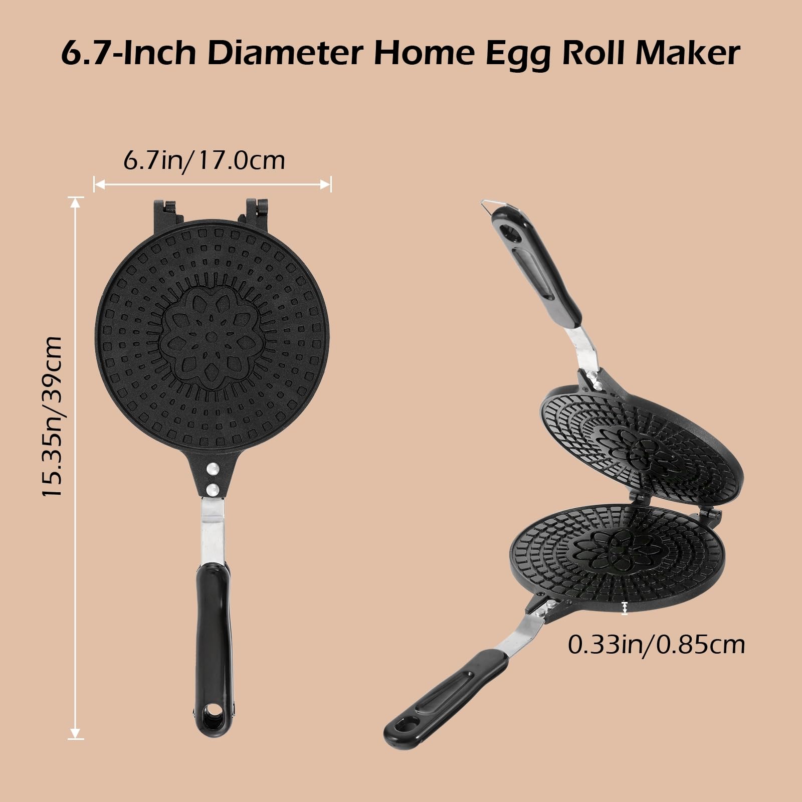 Dyna-Living Waffle Cone Maker Non-Stick Ice Cream Cone Maker 6.7 Inches Ice Cream Cone Waffle Maker Household Egg Roll Maker Waf