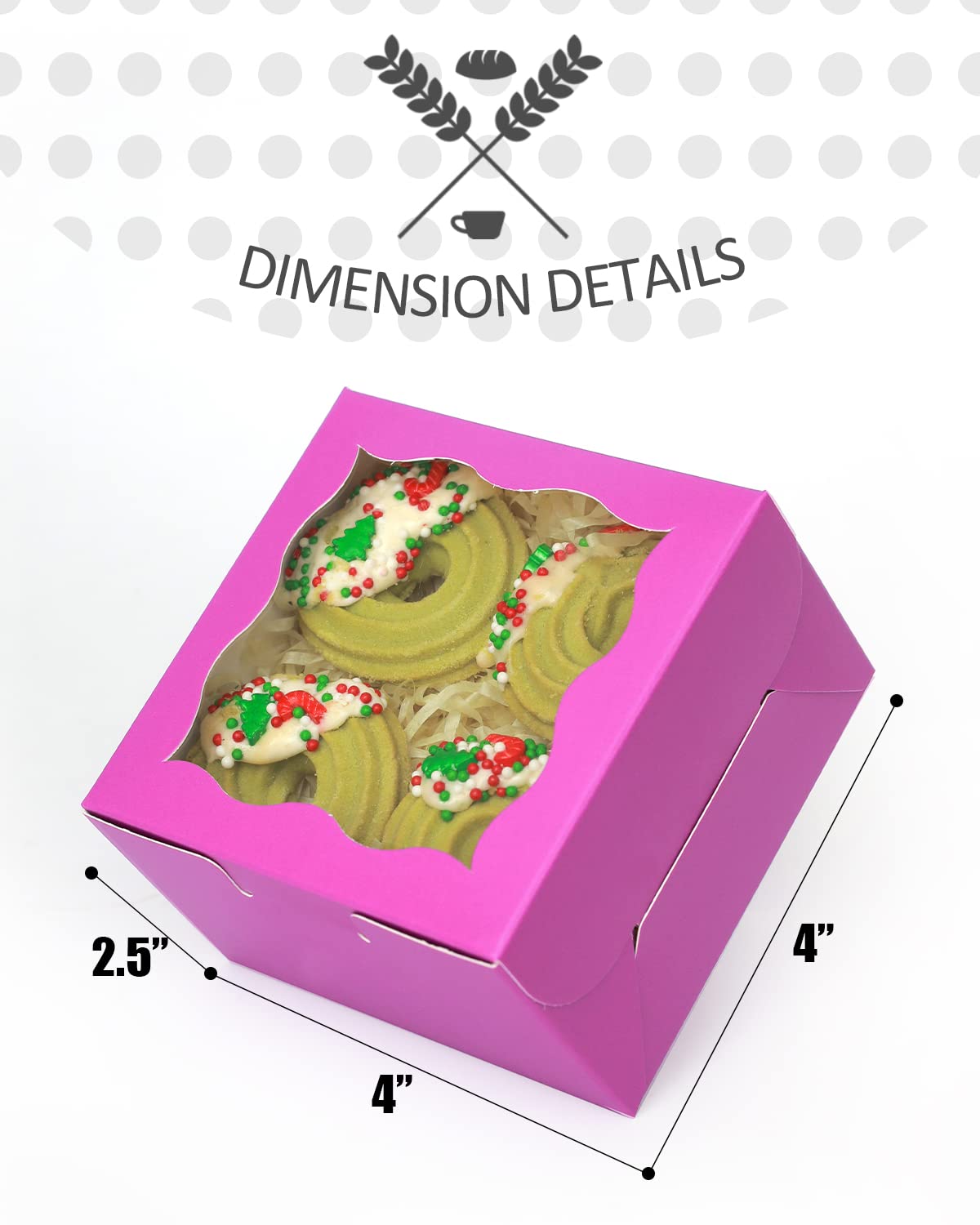 Violets Purple Bakery Boxes With Window 4*4*2.5Inch/55Packs Mini Cookie Boxes Macaron Boxes Small Donut Pastry Boxes For Wedding