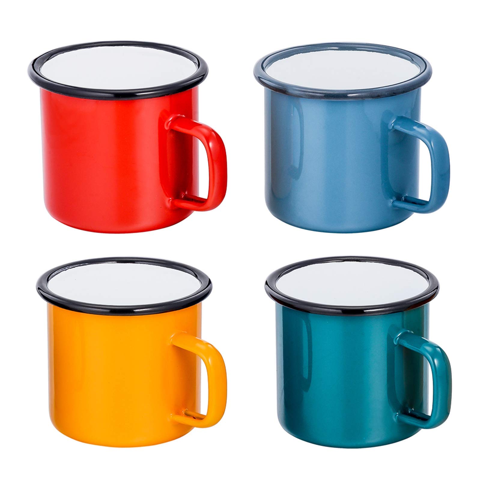 Teamfar Tea Coffee Mug Set Of 4, Enamel Drinking Mugs Cups For Home Use/Office/Party Or Camping, Bright Colors And Classic Look