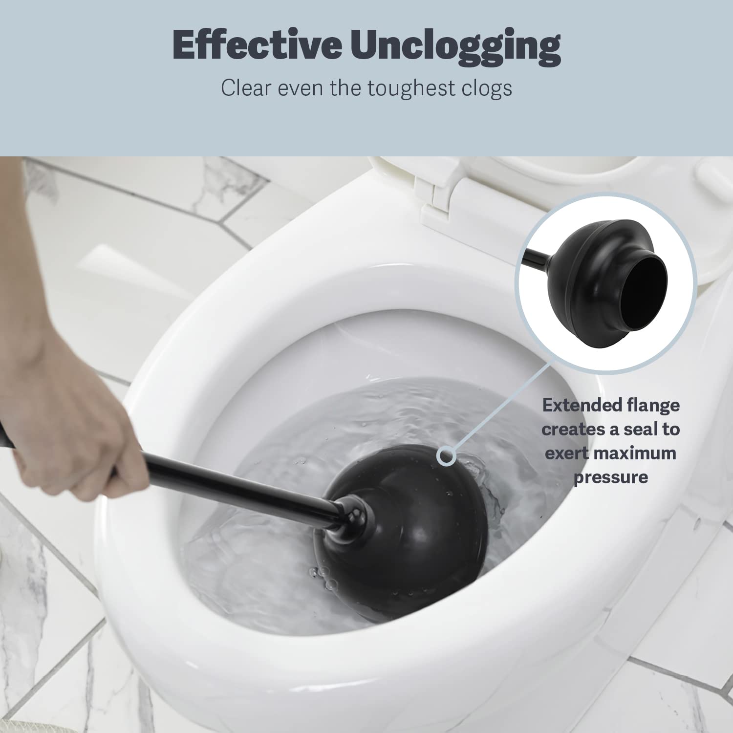 Casabella Plunger With Hideaway Caddy - Toilet Plunger And Caddy Combo, Tackles Tough Clogs, Hideaway Caddy, Internal Drip Tray,
